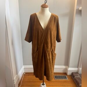 Free People Suede Mini Dress in Cognac Brown
